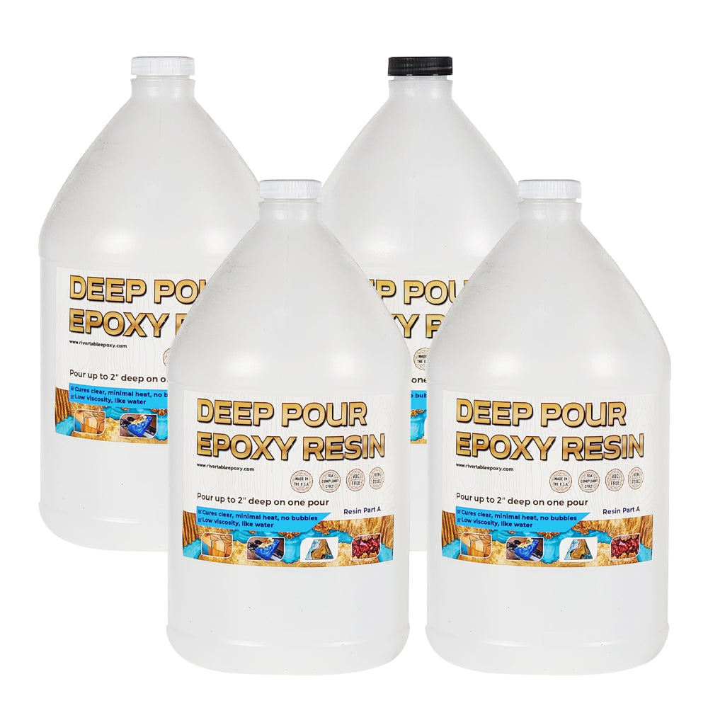 Deep Pour Epoxy Resin for River Table | 3 Gallon (11.4 L) | 4'' Deep Pour & Casting Epoxy Resin Kit | Low Odor | Crystal Clear and High Gloss | for